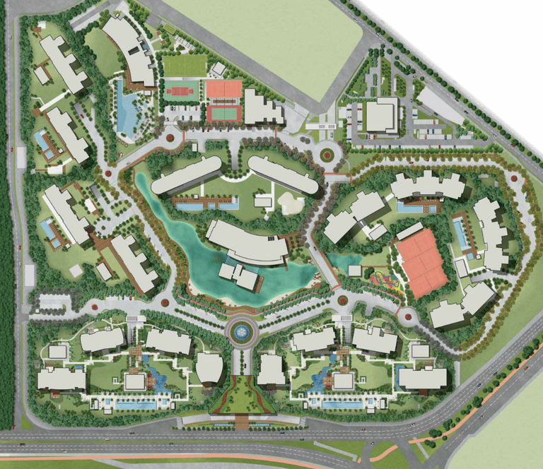 vista aérea da maquete completa do Bairro Golden Lake