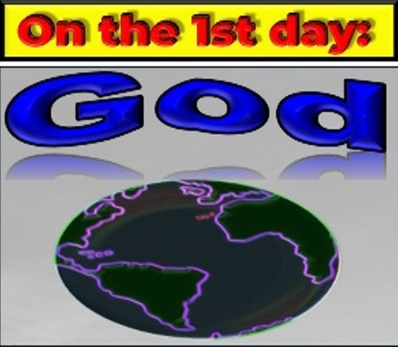 Picture of the formless, dark Earth on Day 1 of Creation. Designed by Debbie Dunn using PowerPoint &