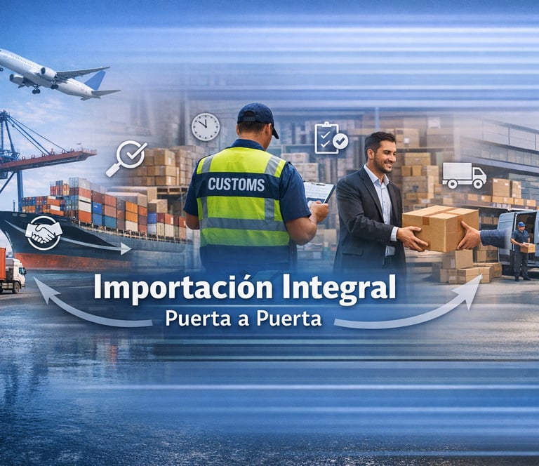 Servicio de importación integral puerta a puerta con gestión aduanera, logística y entrega final