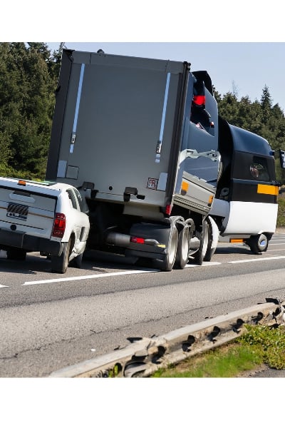 a truck involved in a jackknife accident 
