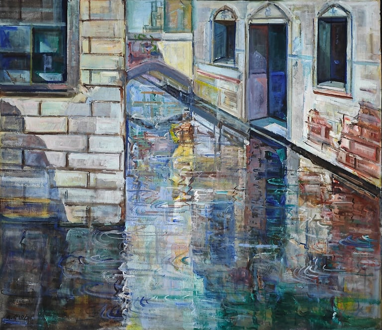 Venecia, óleo del artista pintor Argi Girón. Venice, oil, artist, art, painter