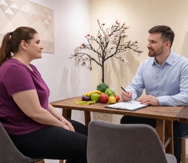 a man and woman sitting at a table