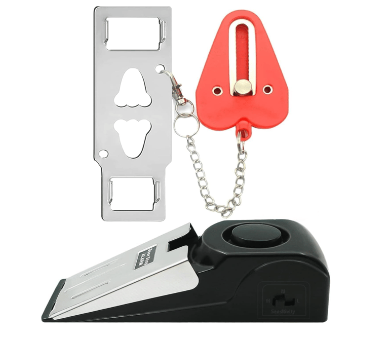 portable door lock and stop alarm