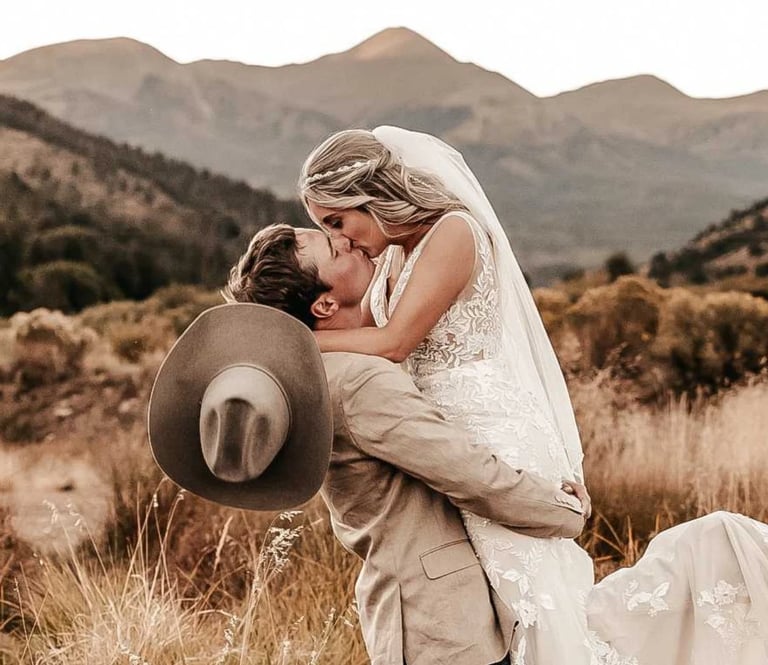 Events - Wedding Couple Kissing with Mountain View-1