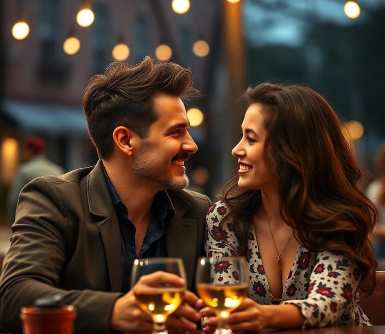 man and woman on a date