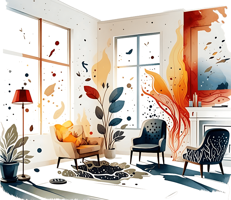 a living room with a couch and a chair