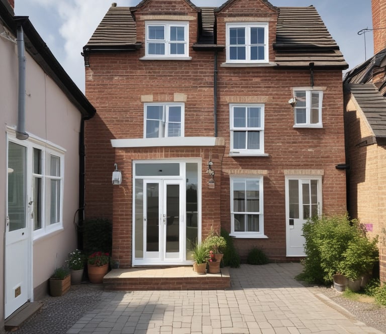 Front extension on a typical UK suburban home with brickwork and large windows.