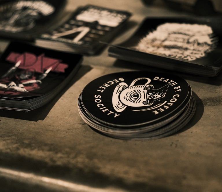 Brandstory Detailaufnahme death by coffee brand