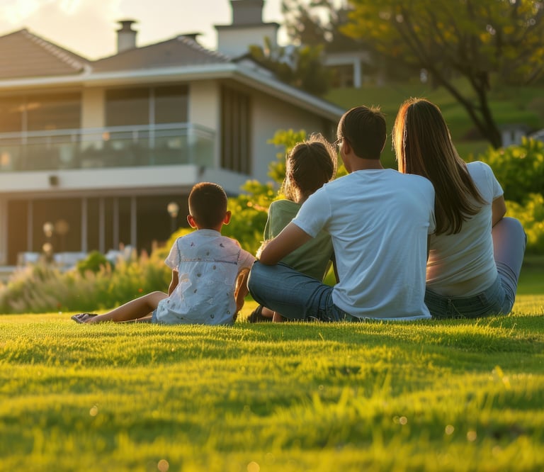 Cleveland Family admiring the roof outside their Cleveland home