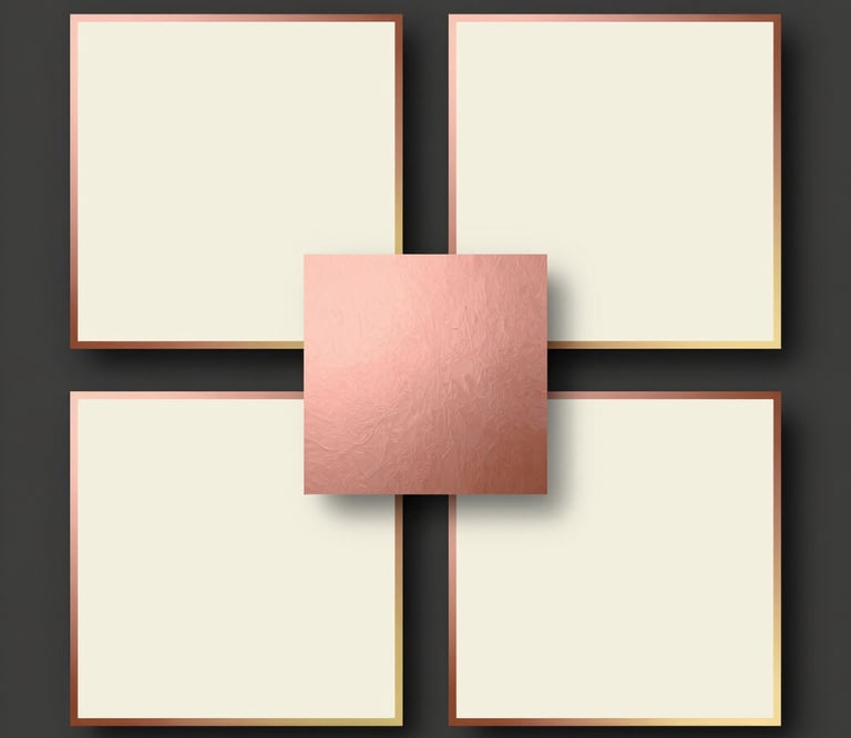 A sleek dark obsidian background with a centered rose-gold monospace label reading 'the diamond blueprint is for,' surrounded by four cream serif callouts separated by rose-gold dividers.