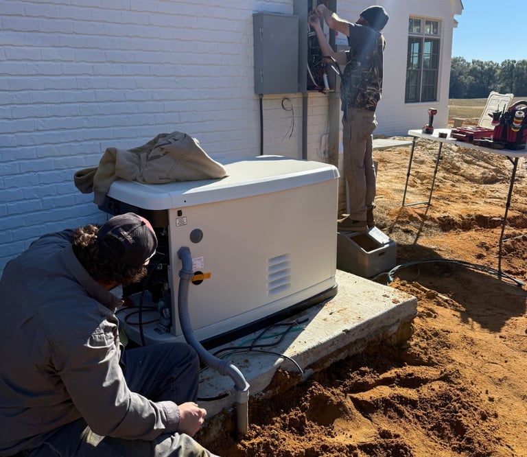 Williams Electric Service & Generators techs installing a generac home standby generator