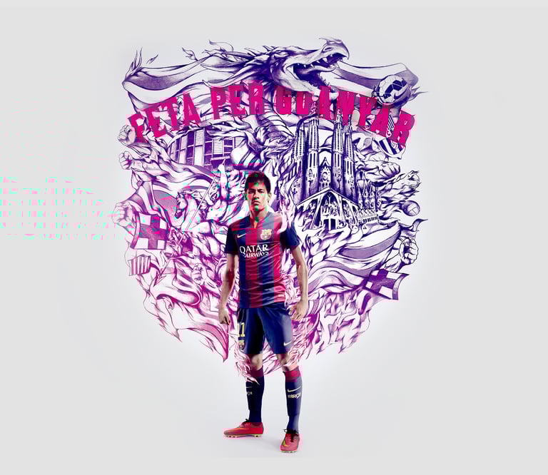 packaging para el FC Barcelona bajo el seloga, Hecha para ganar,  una camiseta oficial del Barça
