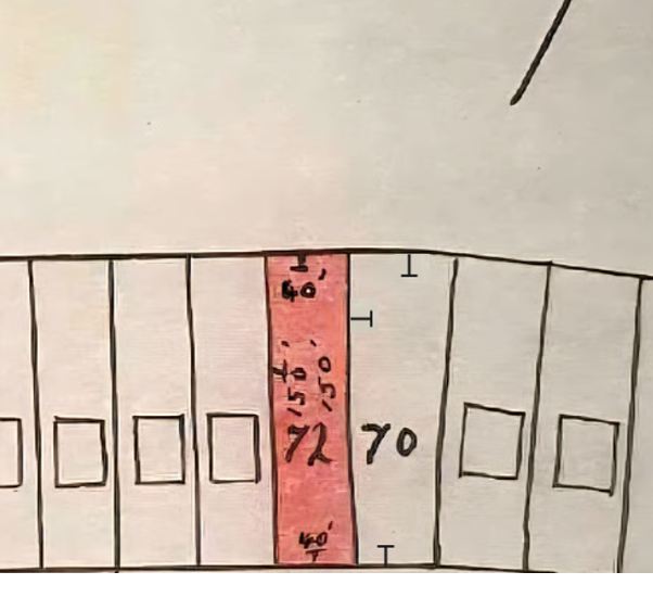 Property layout for No. 72 with dimensions and boundary highlighted for clarity.