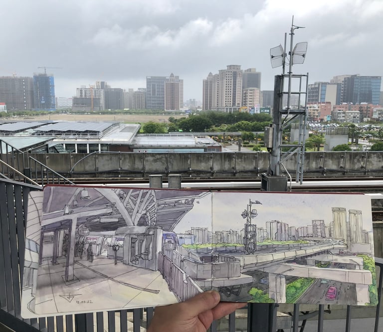 City Sketch by artist Evgeny Bondarenko in Taiwan