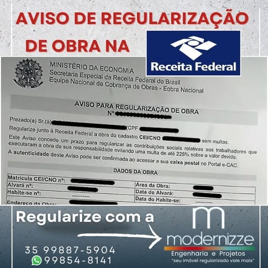 Aviso de Regularização de Obra da Receita Federal