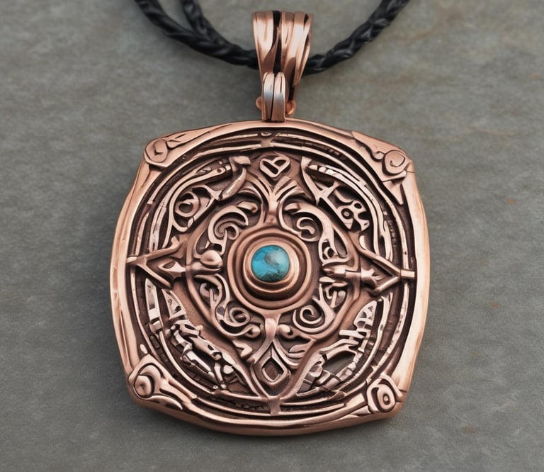 Copper pendant with stone