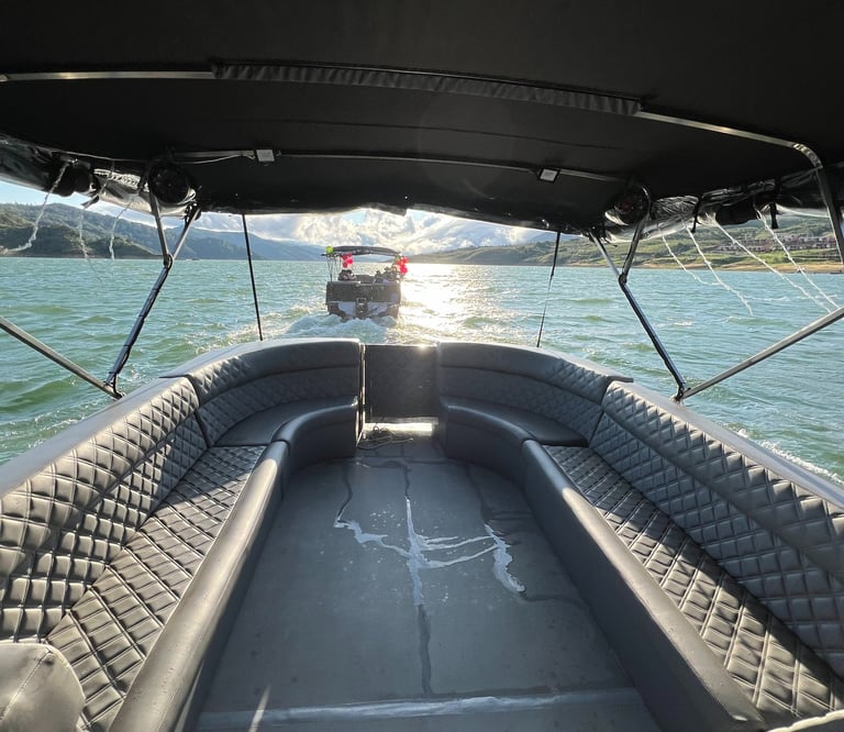 a boat with a boat in the water