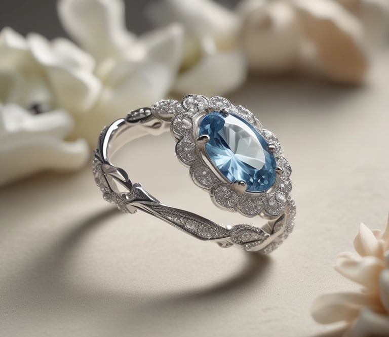 Elegant jewelry pieces, including a gold pendant with a large diamond and matching earrings, displayed on a wet, glossy black stone surface with water droplets.