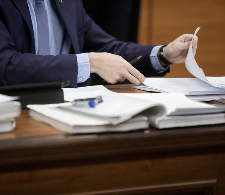 lawyer reading files