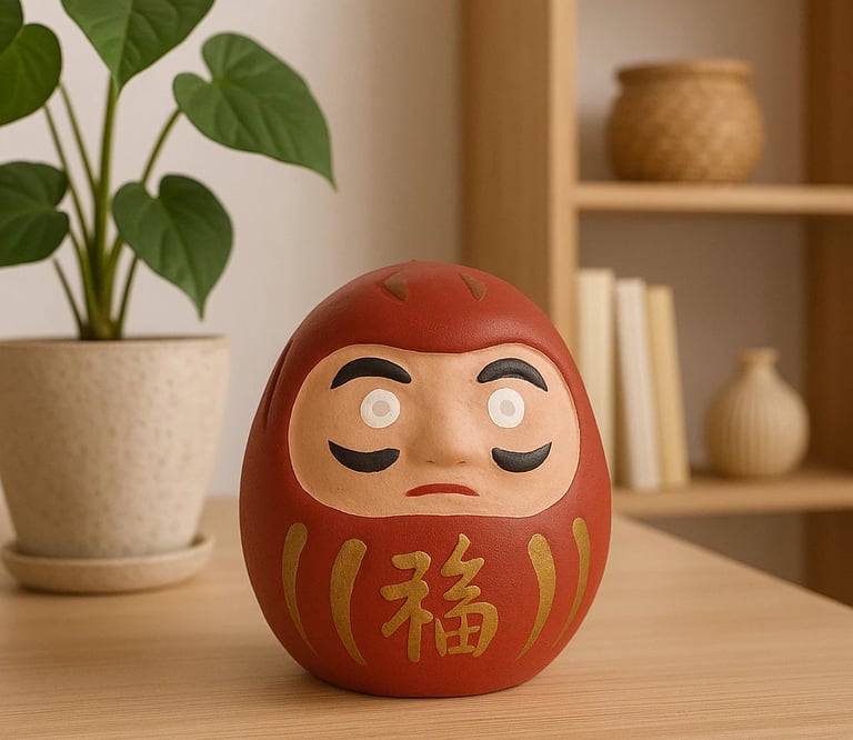 Boneco Daruma japonês vermelho tradicional