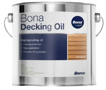 a bona decking oil with a white base and a brown base