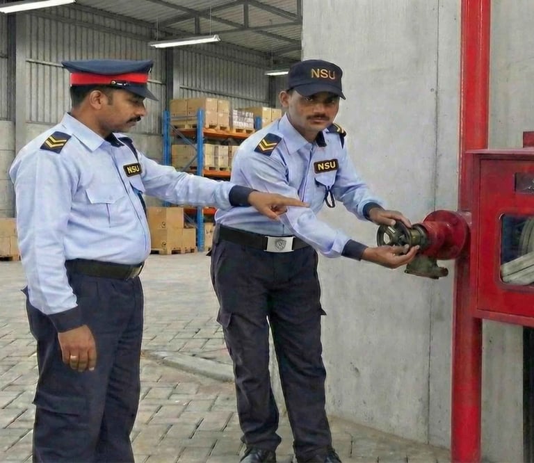 A supervisor demonstrating technical proficiency in fire safety equipment and hydrant operation.