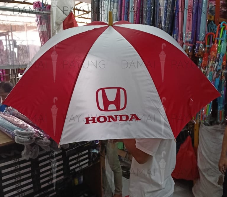 Payung promosi polos tongkat merah putih Honda