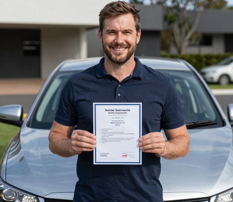 Measuring a vehicle with precision tools outside a client's home on a clear day.
