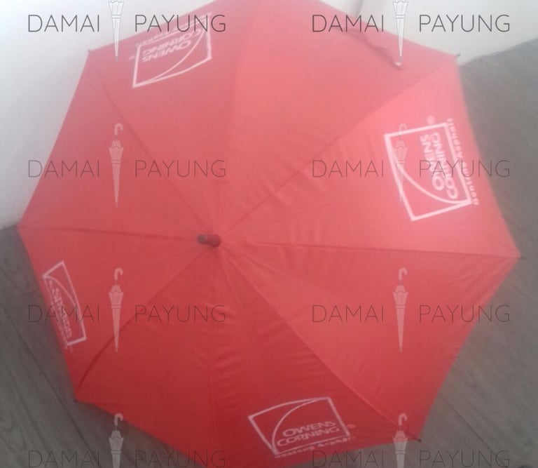 Payung promosi polos golf merah silver owens corning