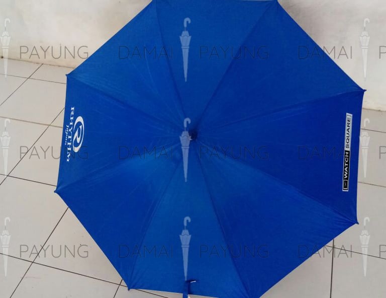 Payung promosi polos golf biru silver watch square atas