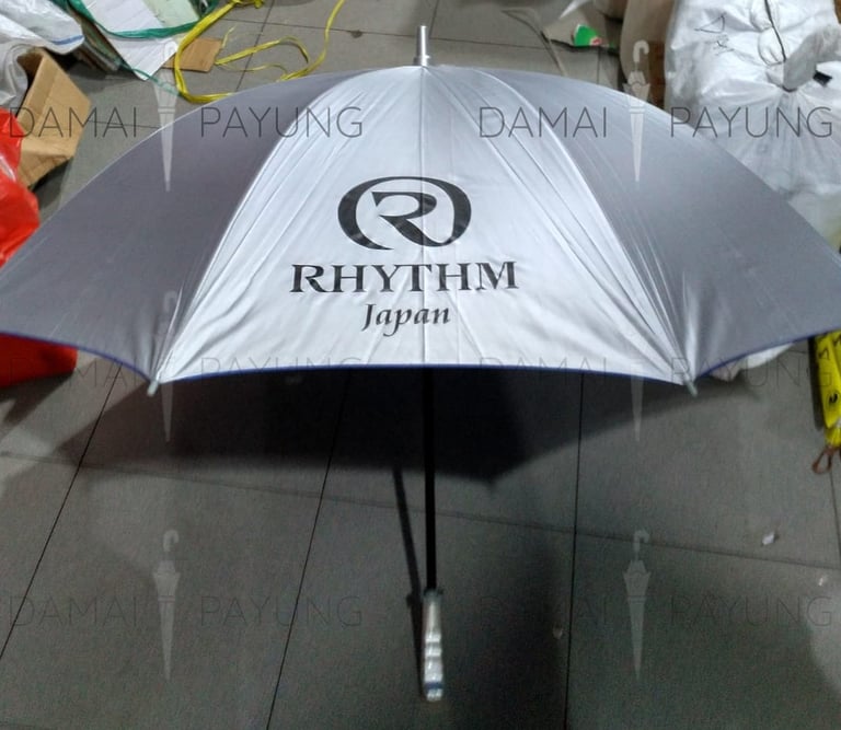 Payung promosi polos golf silver biru rhythm watch square