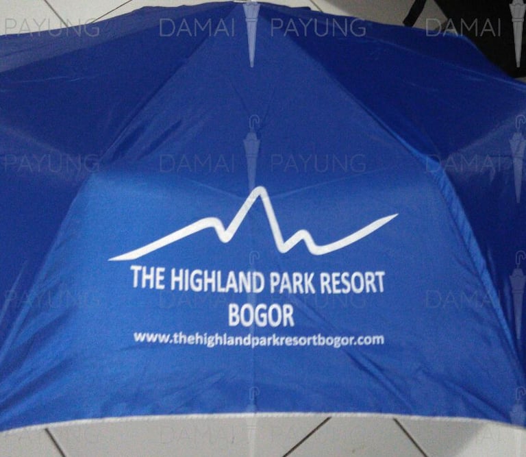 Payung promosi polos lipat biru silver highland park resort bogor