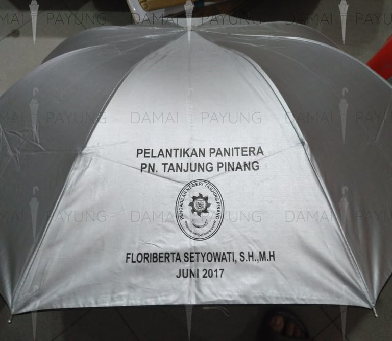 Payung promosi polos golf silver biru pelantikan PN. Tanjung Pinang 2