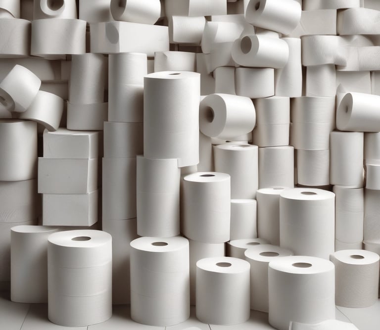 A professional team inspecting tissue paper quality in a clean manufacturing facility.