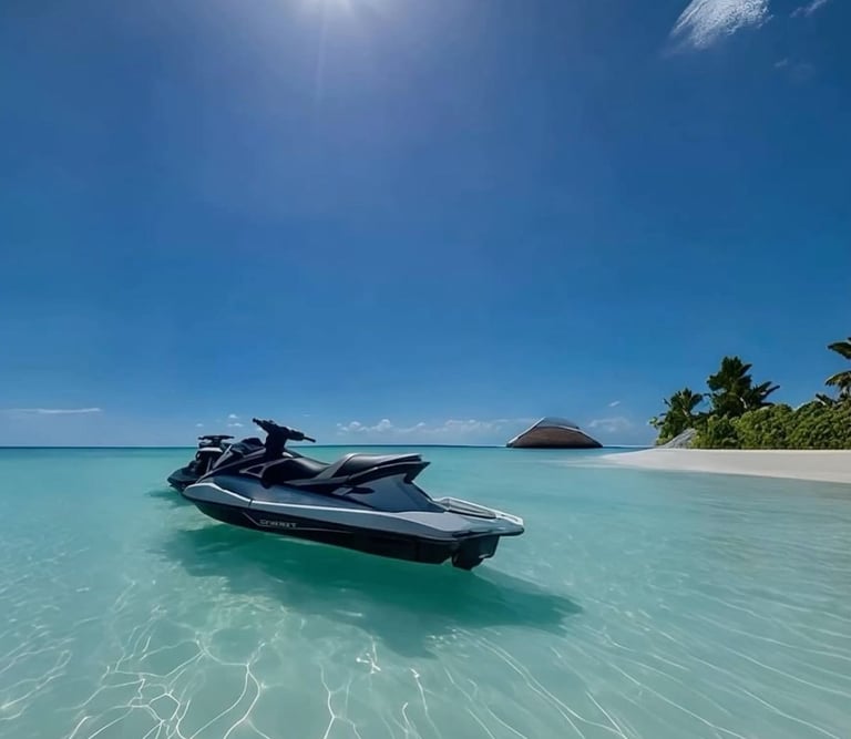 jet ski sur l'eau bleu transparente 