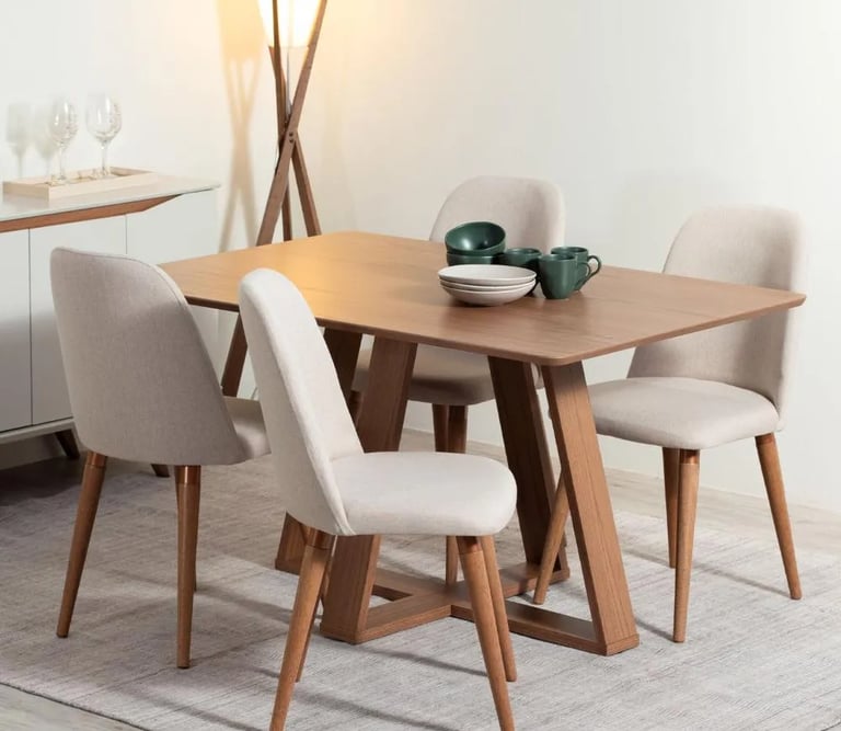 Conjunto de Jantar Mesa Avena com 4 Cadeiras