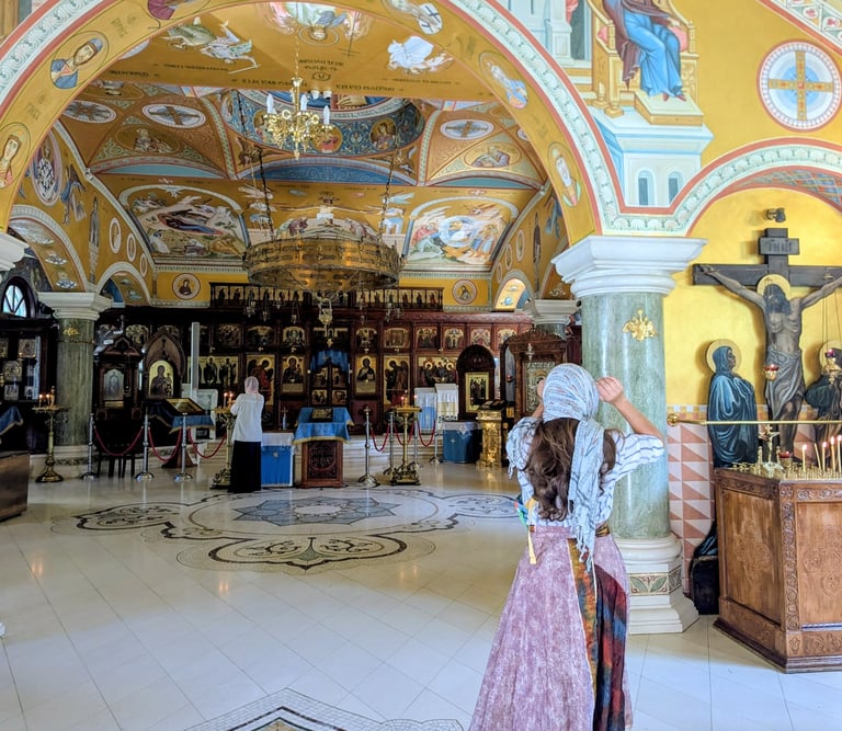 the inside of the Church of the Holy Trinty in Belgrade, Serbia 