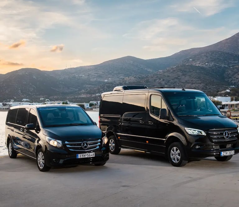 Luxury Mercedes Van private transfer service in Sifnos island.