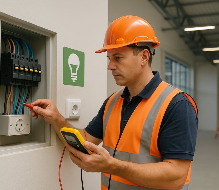Emergency electrician in Bedworth checking fuse box