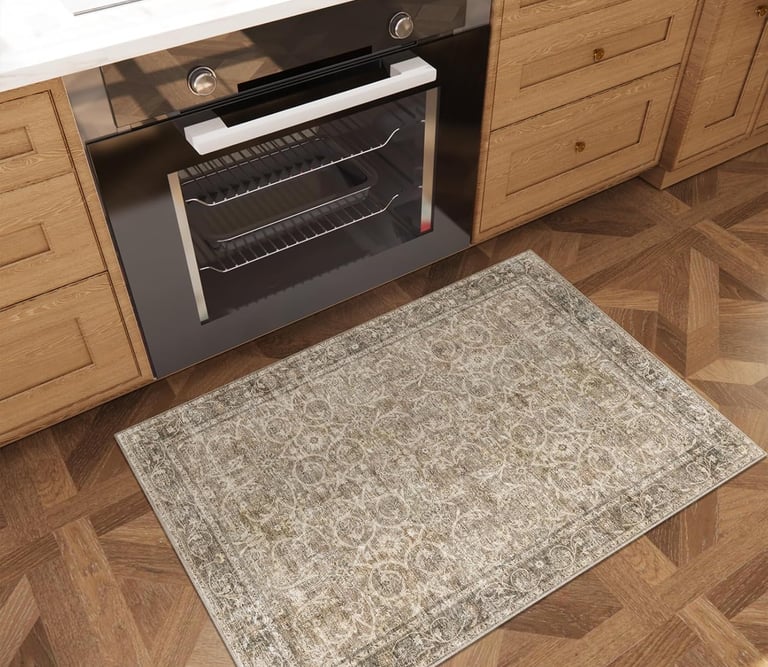 NoiFamo washable 2x3 non-slip area rug with vintage boho farmhouse design, soft low-pile lightweigh