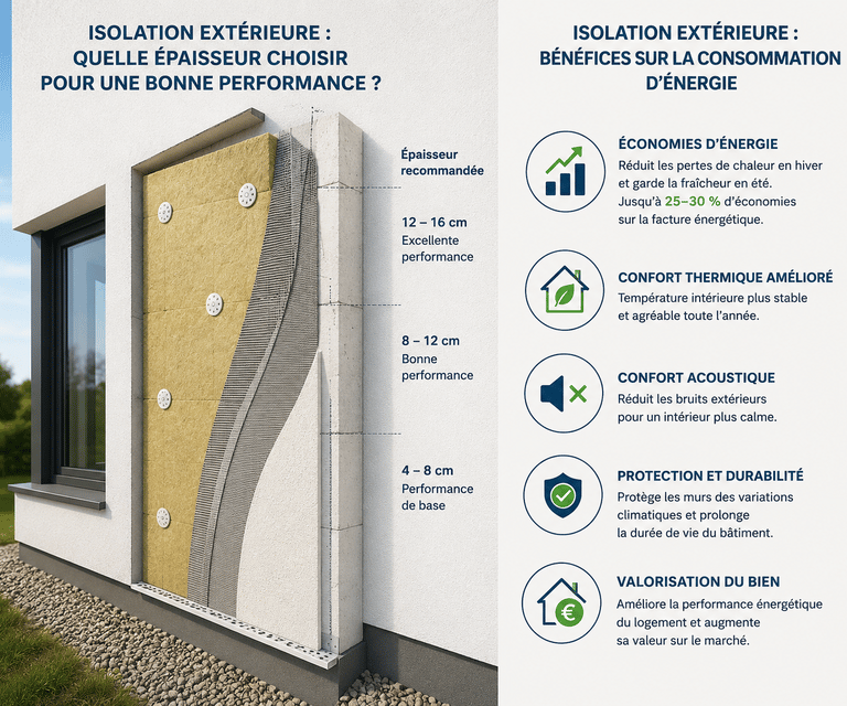 Isolation extérieure : quelle épaisseur choisir pour une bonne performance ?