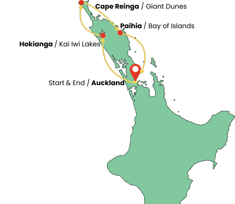 photo of a map of the tour itinerary in northland