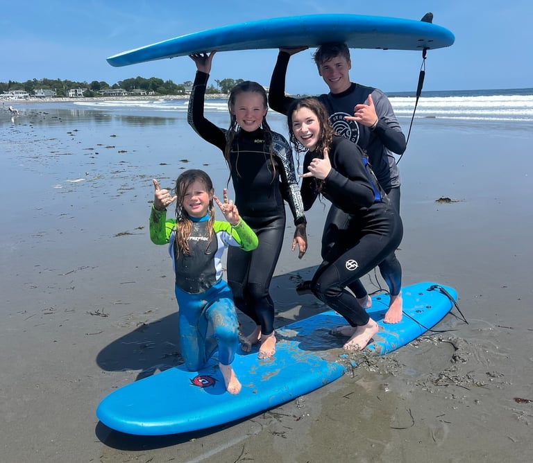 E Street Surf School Kids Camp at Jenness Beach in Rye, NH