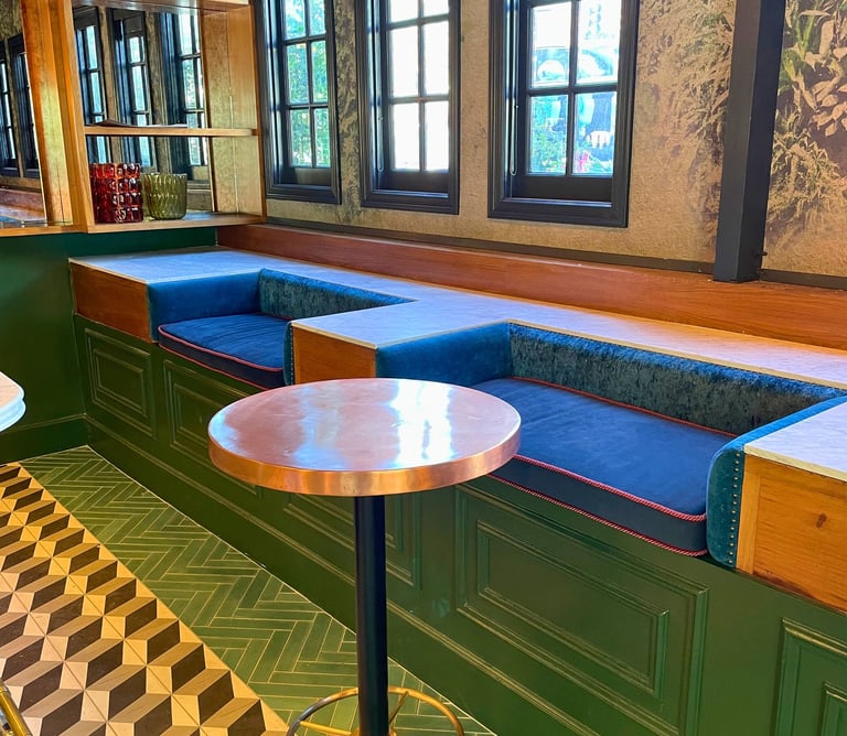 restaurant with a table top with protective premiere film