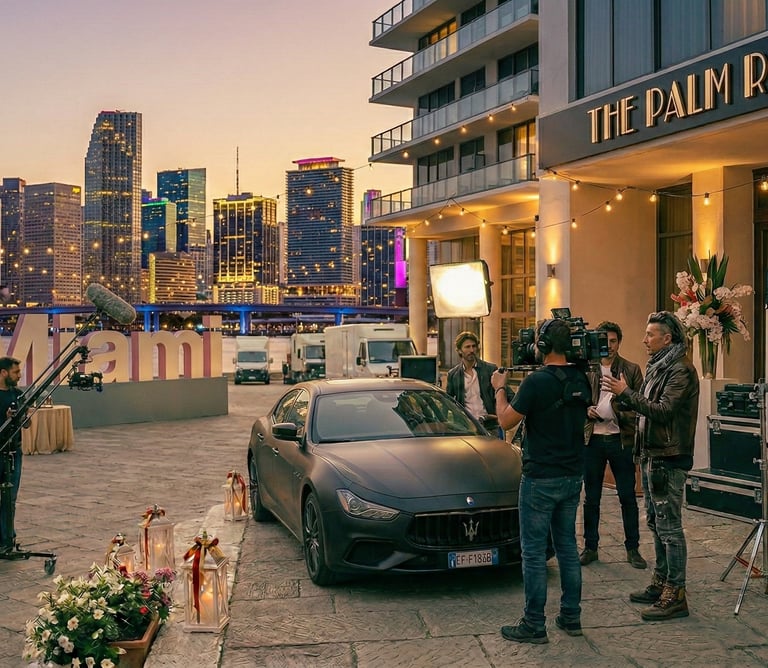 Noleggio Maserati Ghibli nera per set cinematografico e videoclip musicali