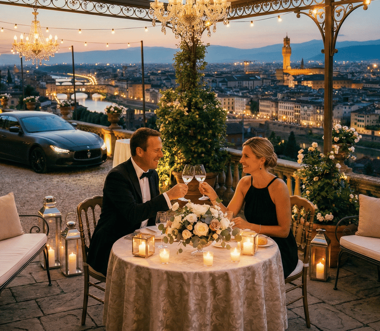 Maserati Ghibli per serata romantica con conducente