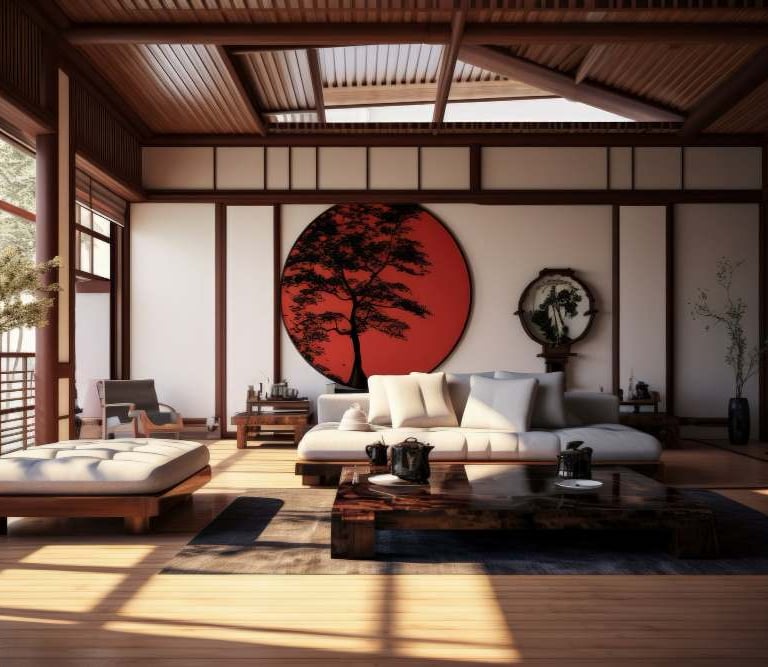 image d'un interieur japonais zen avec table basse 