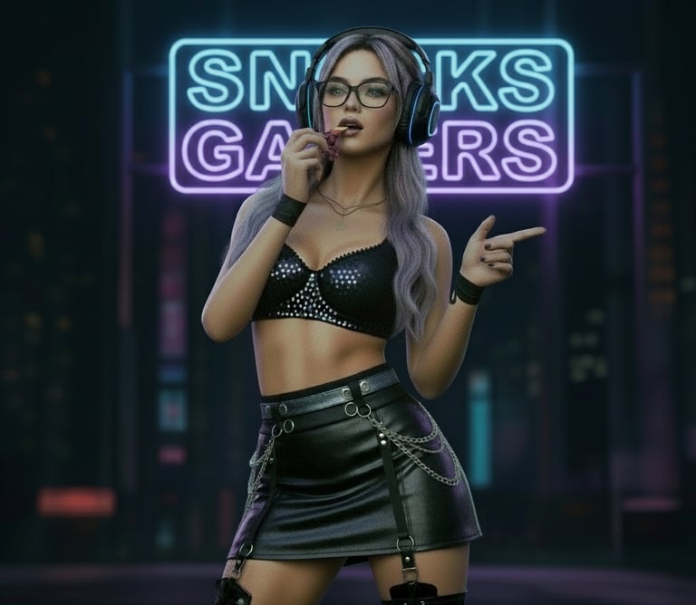 mujer comiendo snacks gaming