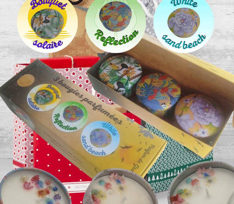 Scented candle collection low price, boxes of 3 candles