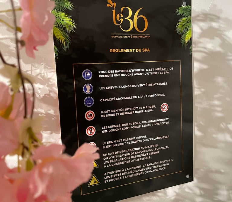Réglement du spa privatif et love room entre Annemasse, Annecy, Genève et Thonon les Bains